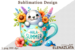 Cute sea animal, summer animal sublimation clipart Product Image 1