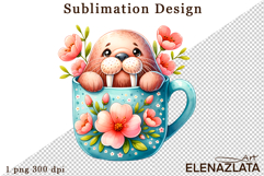 Cute sea animal, summer animal sublimation clipart Product Image 1