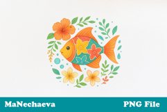 Tropical Fish Clipart | Floral Ocean Animal PNG Design Product Image 2