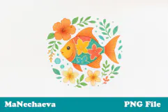 Tropical Fish Clipart | Floral Ocean Animal PNG Design Product Image 2