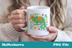 Tropical Chameleon Clipart | Floral Lizard PNG Design Product Image 3