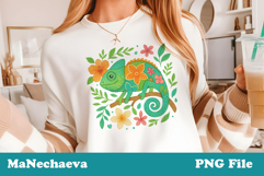 Tropical Chameleon Clipart | Floral Lizard PNG Design Product Image 2