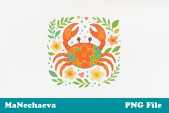 Tropical Crab Sublimation | Floral Ocean Animal DTF Design Product Image 1