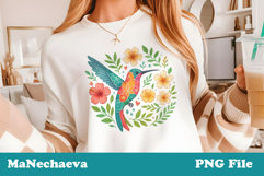 Tropical Hummingbird Sublimation | Floral Bird DTF Design Product Image 2