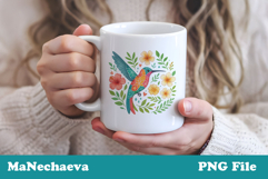 Tropical Hummingbird Sublimation | Floral Bird DTF Design Product Image 3