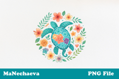 Tropical Turtle Sublimation | Floral Sea Animal DTF Design Product Image 2