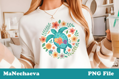 Tropical Turtle Sublimation | Floral Sea Animal DTF Design Product Image 1