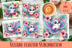 Watercolor funny animal Summer - Animal square coaster Product Image 1