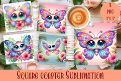 Watercolor funny animal Summer - Animal square coaster Product Image 1
