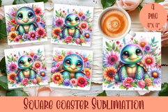 Watercolor funny animal Summer - Animal square coaster Product Image 1