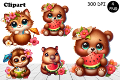Cute animals Watercolor Sublimation clipart PNG Product Image 1