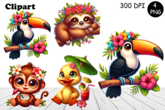 Cute animals Watercolor Sublimation clipart PNG Product Image 1