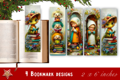 Animal and books bookmark, pile of books, floral Bookmarks Product Image 1