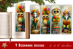 Animal and books bookmark, pile of books, floral Bookmarks Product Image 1