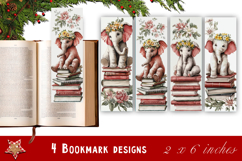 Animal and books bookmark, pile of books, floral Bookmarks Product Image 1