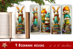 Animal and books bookmark, pile of books, floral Bookmarks Product Image 1