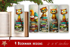 Animal and books bookmark, pile of books, floral Bookmarks Product Image 1
