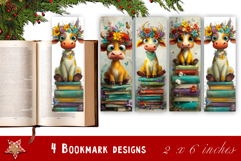Animal and books bookmark, pile of books, floral Bookmarks Product Image 1
