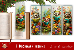 Animal and books bookmark, pile of books, floral Bookmarks Product Image 1