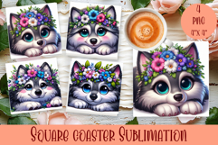 Summer watercolor funny animal - Animal square coaster Product Image 1