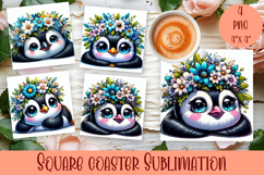 Summer watercolor funny animal - Animal square coaster Product Image 1