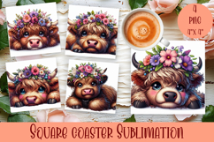 Summer watercolor funny animal - Animal square coaster Product Image 1