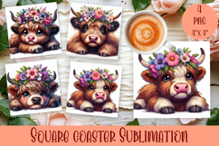 Summer watercolor funny animal - Animal square coaster Product Image 1