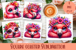 Summer watercolor funny animal - Animal square coaster Product Image 1