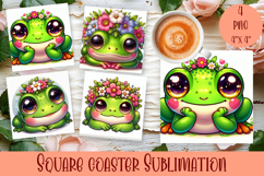 Summer watercolor funny animal - Animal square coaster Product Image 1