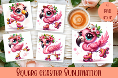 Summer watercolor funny animal - Animal square coaster Product Image 1