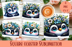Summer watercolor funny animal - Animal square coaster Product Image 1