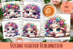 Summer watercolor funny animal - Animal square coaster Product Image 1