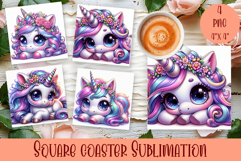Summer watercolor funny animal - Animal square coaster Product Image 1