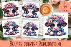 Summer watercolor funny animal - Animal square coaster Product Image 1