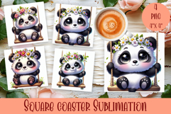 Summer watercolor funny animal - Animal square coaster Product Image 1