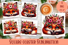 Summer watercolor funny animal - Animal square coaster Product Image 1