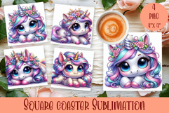 Summer watercolor funny animal - Animal square coaster Product Image 1