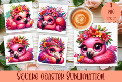 Summer watercolor funny animal - Animal square coaster Product Image 1