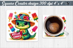 Square Coaster | Summer animals | Glitter coaster Product Image 1