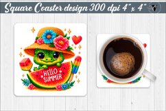 Square Coaster | Summer animals | Glitter coaster Product Image 1
