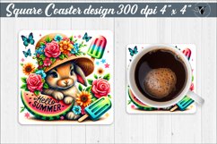 Square Coaster | Summer animals | Glitter coaster Product Image 1