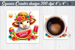 Square Coaster | Summer animals | Glitter coaster Product Image 1