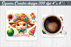 Square Coaster | Summer animals | Glitter coaster Product Image 1