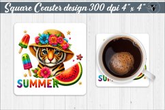 Square Coaster | Summer animals | Glitter coaster Product Image 1