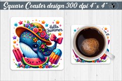 Square Coaster | Summer animals | Glitter coaster Product Image 1