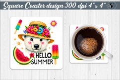 Square Coaster | Summer animals | Glitter coaster Product Image 1