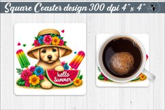 Square Coaster | Summer animals | Glitter coaster Product Image 1