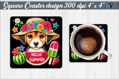 Square Coaster | Summer animals | Glitter coaster Product Image 1