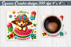 Square Coaster | Summer animals | Glitter coaster Product Image 1