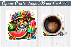 Square Coaster | Summer animals | Glitter coaster Product Image 1